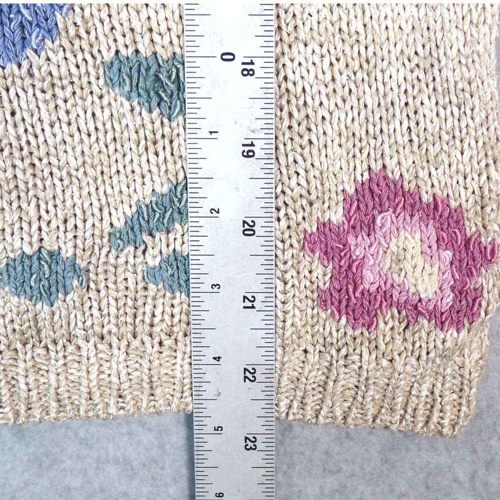 Vintage 80s Koret Pastel Floral Silk Blend Knit Sweater M Cottage School Teacher - Picture 6 of 7
